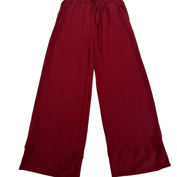 Keep Beauty Red Burgundy Drawstrings Wide Leg Pants Size XL - Picture 2 of 15